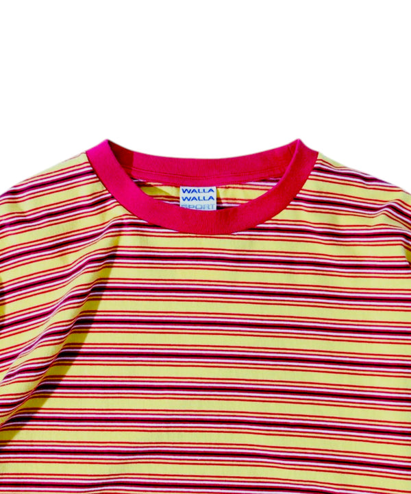 【WALLA WALLA SPORT|ワラワラスポーツ】L/S STRIPE TEE/ロングスリーブストライプティー(BLACK/GREEN , H.GREY/NAVY , YELLOW/RED)