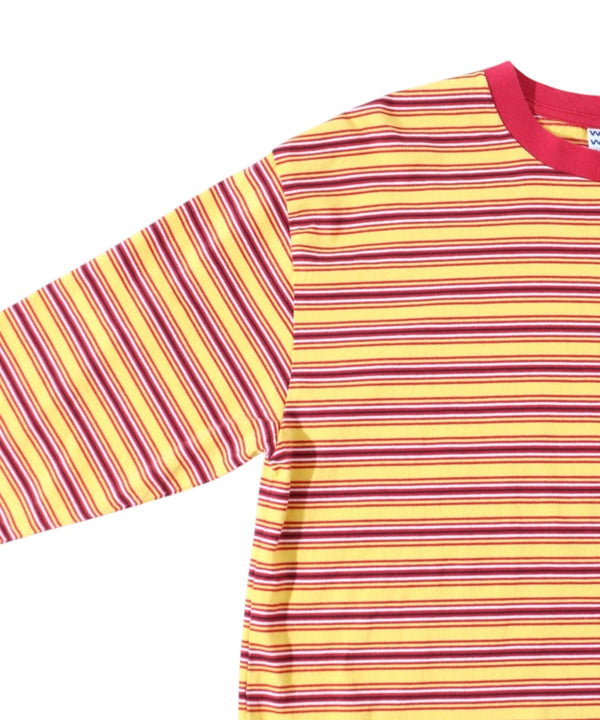 【WALLA WALLA SPORT|ワラワラスポーツ】L/S STRIPE TEE/ロングスリーブストライプティー(BLACK/GREEN , H.GREY/NAVY , YELLOW/RED)
