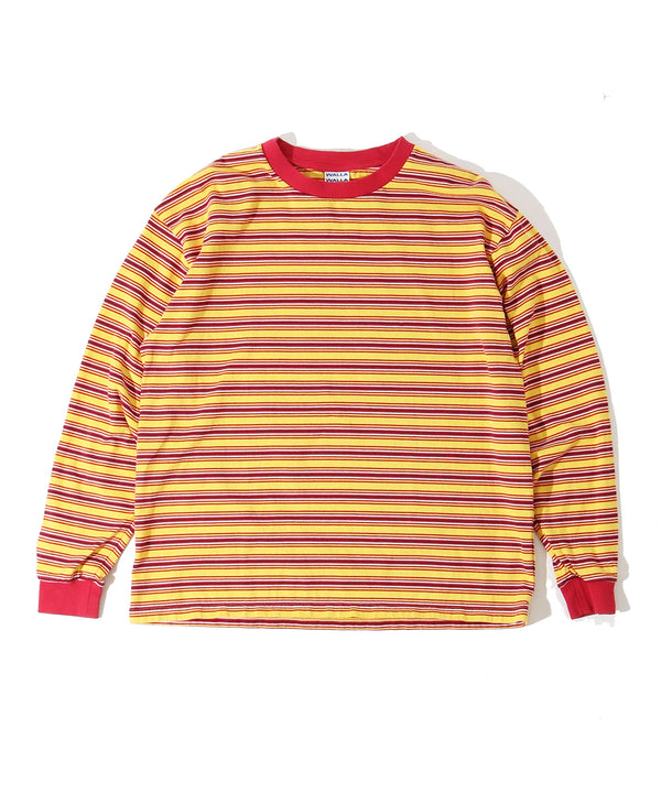 WALLA WALLA SPORT|ワラワラスポーツ】L/S STRIPE TEE/ロングスリーブストライプティー(BLACK/GREEN,H.GREY/NAVY,YELLOW/RED)
