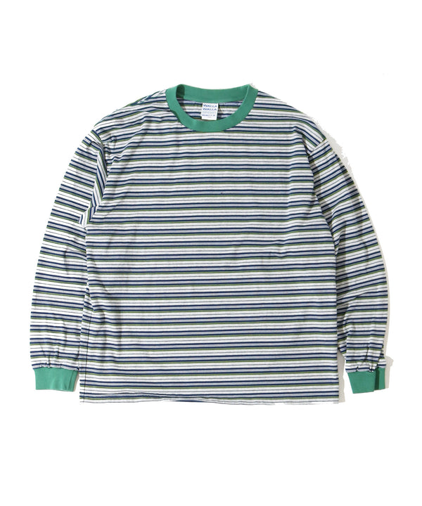 WALLA WALLA SPORT|ワラワラスポーツ】L/S STRIPE TEE/ロングスリーブストライプティー(BLACK/GREEN,H.GREY/NAVY,YELLOW/RED)