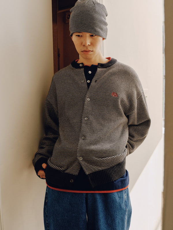【SOL soonerorlater|ソル スーナーオアレイター】KNITTED BORDER BEANIE(BLACK&IVORY) 正規取扱店舗 公式オンライン通販 島根 松江 ビーニー 26AW GuruGuruロゴ