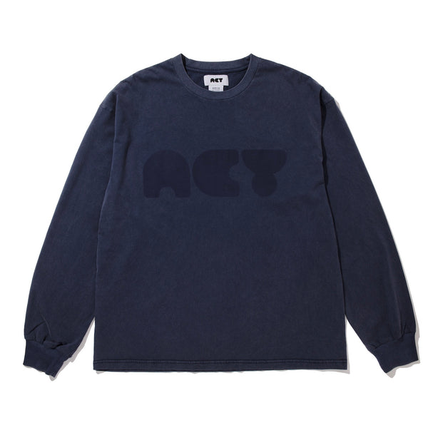 【ACY|エーシー】GDYE LOGO L/S TEE|ガーメントダイLS Tシャツ(S.GRAY , S.NAVY)