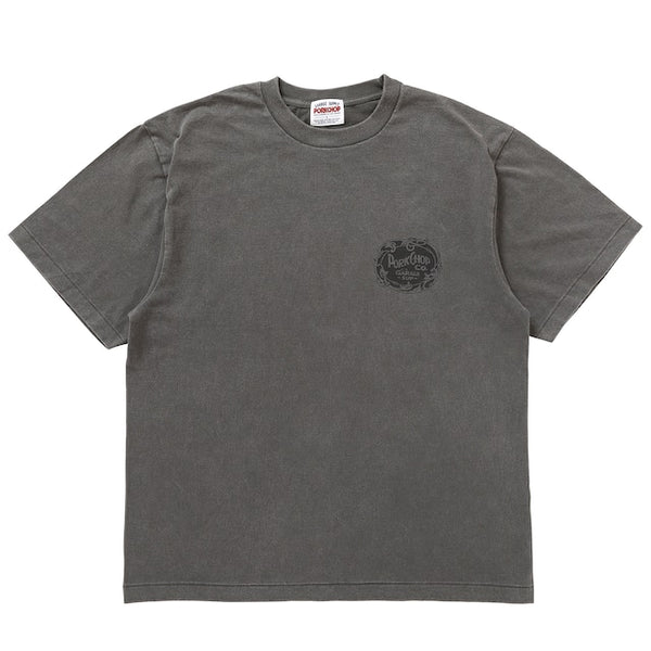 【PORKCHOP GARAGE SUPPLY|ポークチョップ ガレージ サプライ】F LEAF LOGO TEE / F リーフロゴ TEE(FADE NAVY,FADE GRAY)