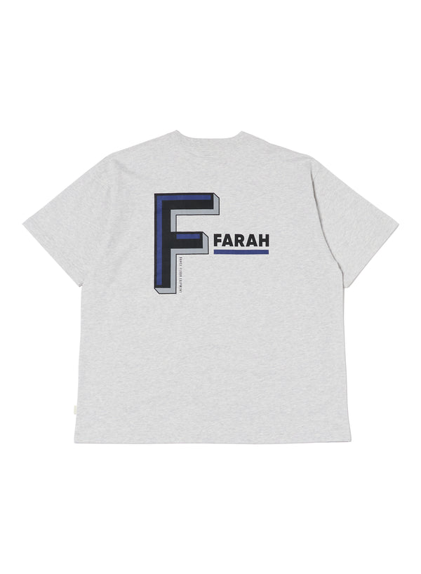 【FARAH|ファーラー】PRINTED GRAPHIC S/S TEE"D.F.E"/プリンテッドグラフィックTシャツ"D.F.E"(HEATHER GREY , BLACK)