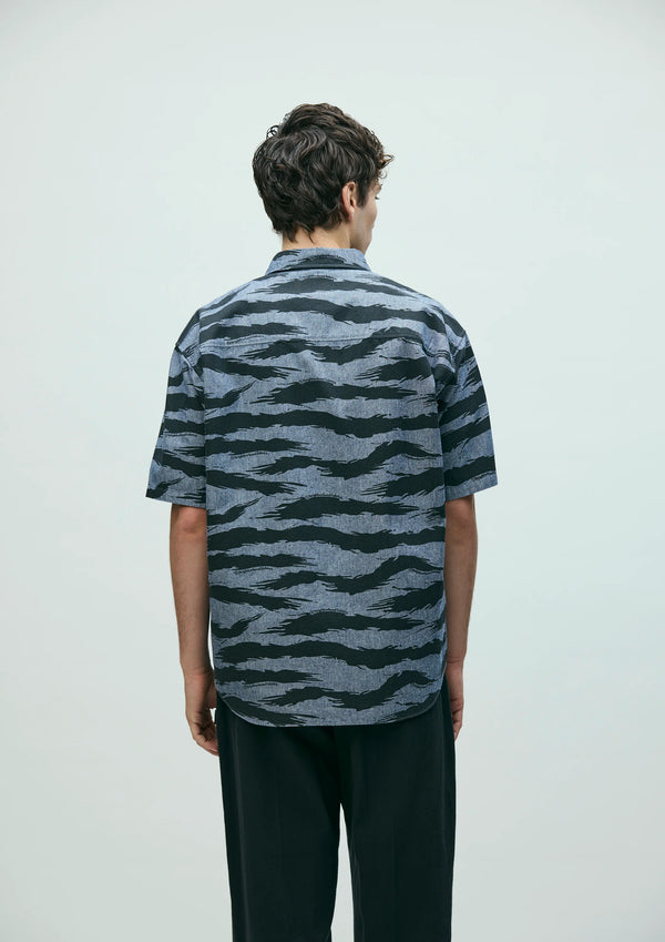 【NEIGHBORHOOD|ネイバーフッド】CAMO PATTERN CHAMBRAY SHIRT SS /カモパターンシャンブレーシャツSS(BLACK,INDIGO)