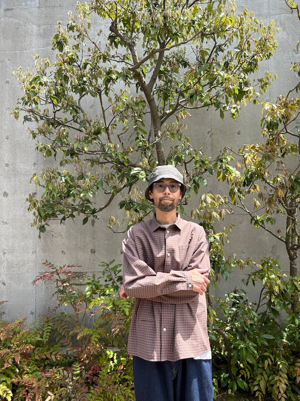 【NOROLL|ノーロール】NORMAL PANAMA L/S SHIRT(PANAMA CHECK) - STREAM