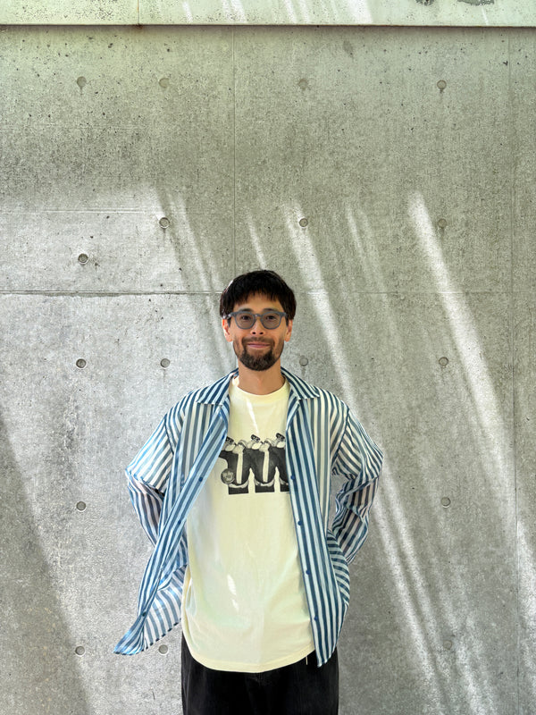 【迷迭香|マンネンロウ】MESH L/S SHIRT STRIPE/メッシュ L/S シャツ ストライプ(BLUE)