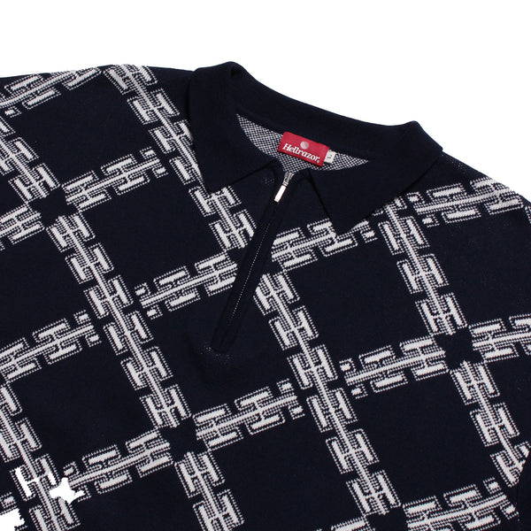 H CHAIN POLO KNIT/H チェーンポロニット(NAVY)