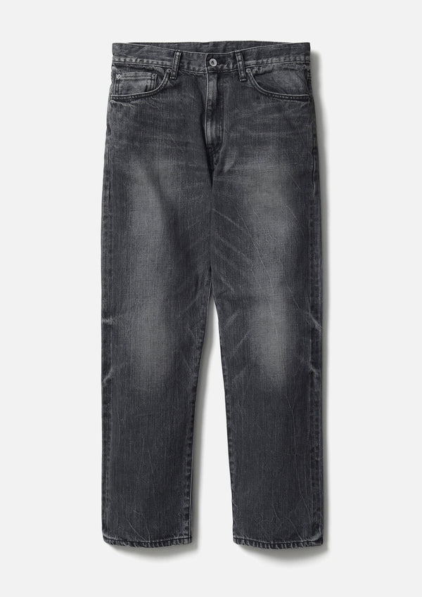 【NEIGHBORHOOD|ネイバーフッド】BLACK DENIM WASHED SLIM STRAIGHT PANTS/ブラックデニムウォッシュドスリムストレートパンツ(BLACK)