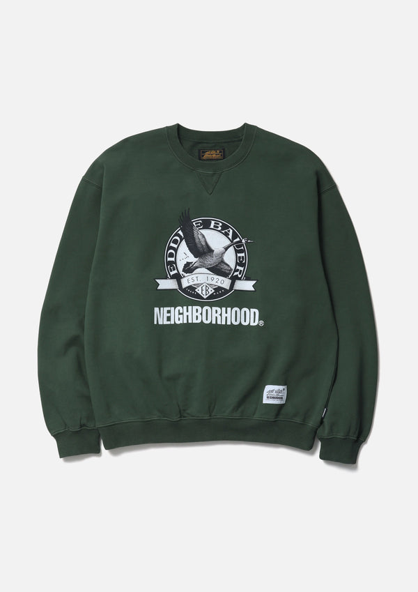 【NEIGHBORHOOD|ネイバーフッド】NH X EDDIE BAUER . WASHED SWEAT SHIRT LS/NH Xエディーバウアー.ウォッシュドスウェットシャツLS(NAVY,GREEN)