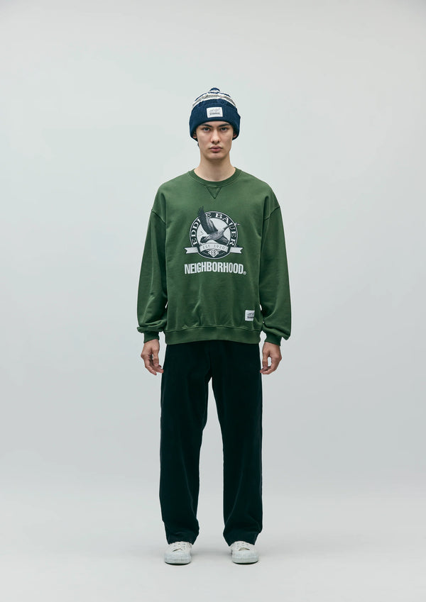 【NEIGHBORHOOD|ネイバーフッド】NH X EDDIE BAUER . WASHED SWEAT SHIRT LS/NH Xエディーバウアー.ウォッシュドスウェットシャツLS(NAVY,GREEN)