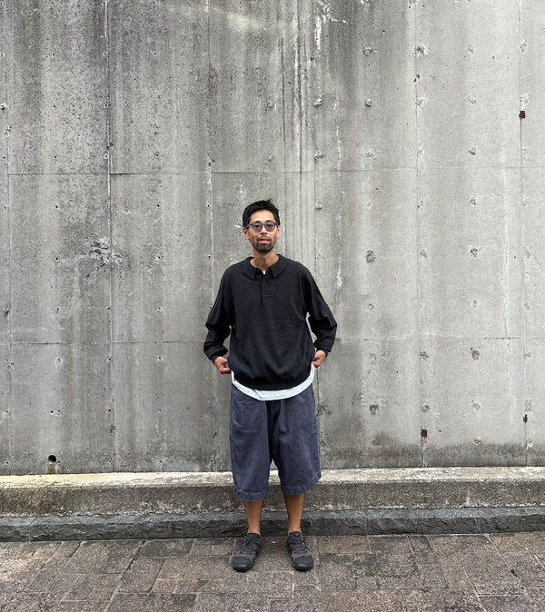 【CREPUSCULE|クレプスキュール】L/S POLO/ロングスリーブ ポロ(WHITE , GRAY , BLACK)