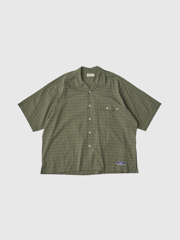 【SEDAN ALL-PURPOSE|セダンオールパーパス】DOBBY PLAID OPEN COLLAR S/S SHIRT/ドビープラッドオープンカラーS/Sシャツ(KHAKI BROWN , BLUE GREY , LIGHT OLIVE)