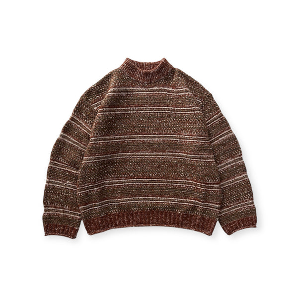 【CREPUSCULE|クレプスキュール】MULTI BORDER MIX P/O/マルチボーダーミックスプルオーバー(BEIGE , BROWN , NAVY))