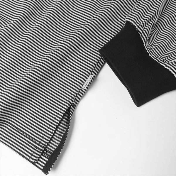 NARROW STRIPED L/S POLO SHIRT/ナローストライプロングスリーブポロシャツ(BLACK/WHITE)