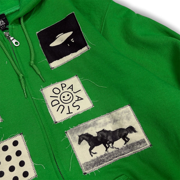 【PAJA STUDIO|パハ スタジオ】PASTING ZIP-UP HOODIE/パスティングジップアップフーディー(IRISH GREEN , BROWN) 正規取扱店舗 公式オンライン通販 島根 松江 26FW シルクスクリーンプリント