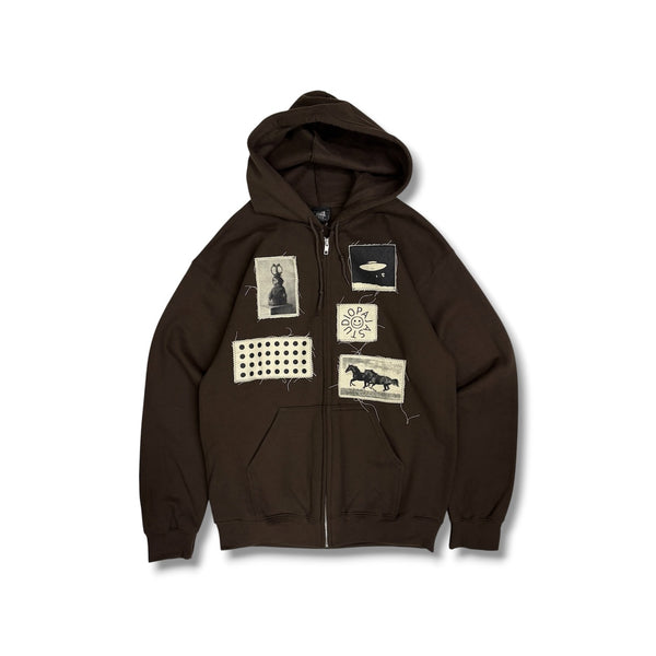 【PAJA STUDIO|パハ スタジオ】PASTING ZIP-UP HOODIE/パスティングジップアップフーディー(IRISH GREEN , BROWN) 正規取扱店舗 公式オンライン通販 島根 松江 26FW シルクスクリーンプリント