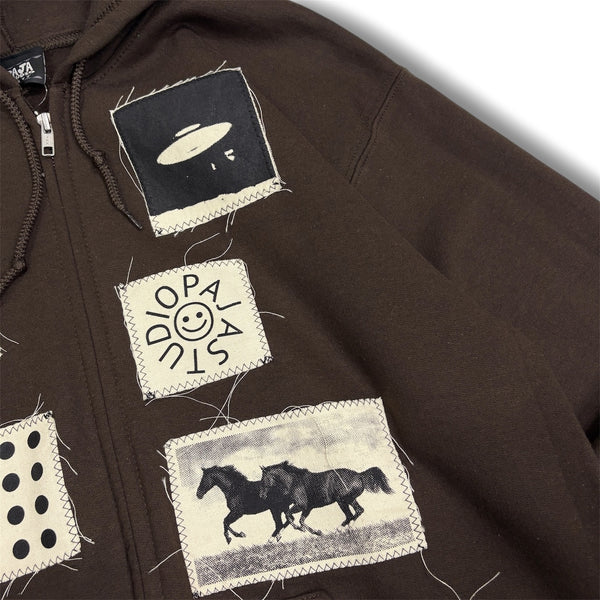 【PAJA STUDIO|パハ スタジオ】PASTING ZIP-UP HOODIE/パスティングジップアップフーディー(IRISH GREEN , BROWN) 正規取扱店舗 公式オンライン通販 島根 松江 26FW シルクスクリーンプリント