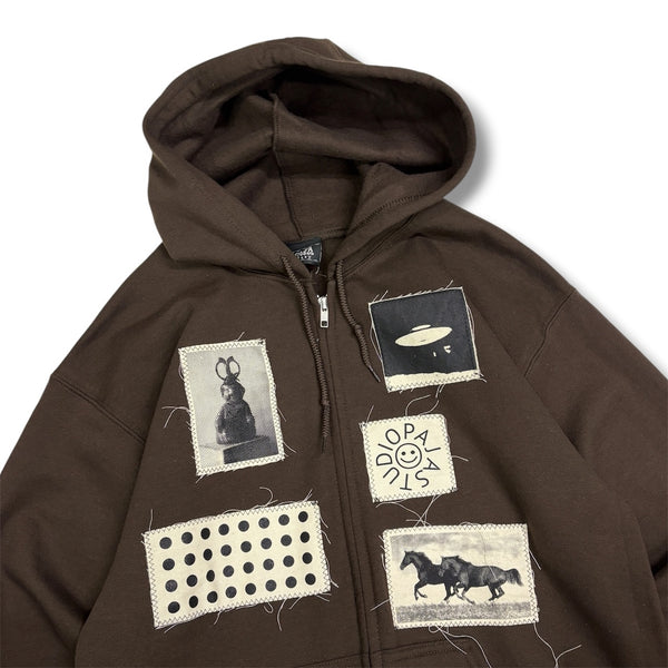 【PAJA STUDIO|パハ スタジオ】PASTING ZIP-UP HOODIE/パスティングジップアップフーディー(IRISH GREEN , BROWN) 正規取扱店舗 公式オンライン通販 島根 松江 26FW シルクスクリーンプリント