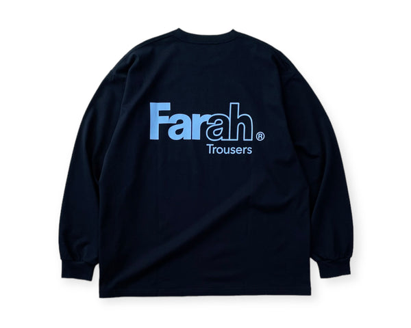 PRINTED GRAPHIC T-SHIRT "FARAH TROUSERS"/プリントグラフィックTシャツ(NAVY)