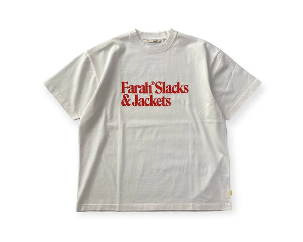 PRINTED GRAPHIC T-SHIRT"SLACKS&JACKETS"/プリントグラフィックTシャツ"SLACKS&JACKETS"(WHITE)
