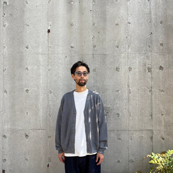 【CREPUSCULE|クレプスキュール】COTTON WOOL MOSS STITCH CARDIGAN/コットンウール モスステッチ カーディガン(BLACK , BLUE GRAY) - STREAM