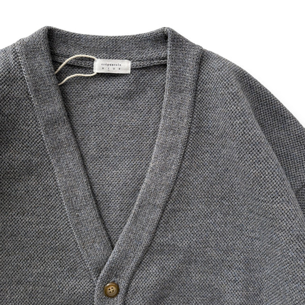 【CREPUSCULE|クレプスキュール】COTTON WOOL MOSS STITCH CARDIGAN/コットンウール モスステッチ カーディガン(BLACK , BLUE GRAY) - STREAM