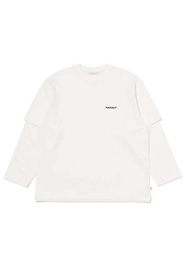 【FARAH|ファーラー】LAYERED L/S TEE/レイヤードL/Sティー(WHITE) - STREAM【FARAH|ファーラー】LAYERED L/S TEE/レイヤードL/Sティー(WHITE)STREAMM