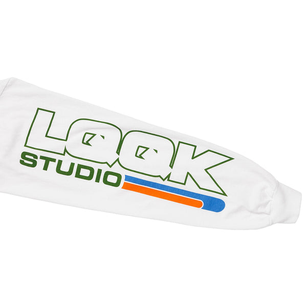 【LQQK STUDIO|ルックスタジオ】MOTORCYCLE TEE/モーターサイクル Tシャツ(WHITE) - STREAM【LQQK STUDIO|ルックスタジオ】MOTORCYCLE TEE/モーターサイクル Tシャツ(WHITE)STREAMS