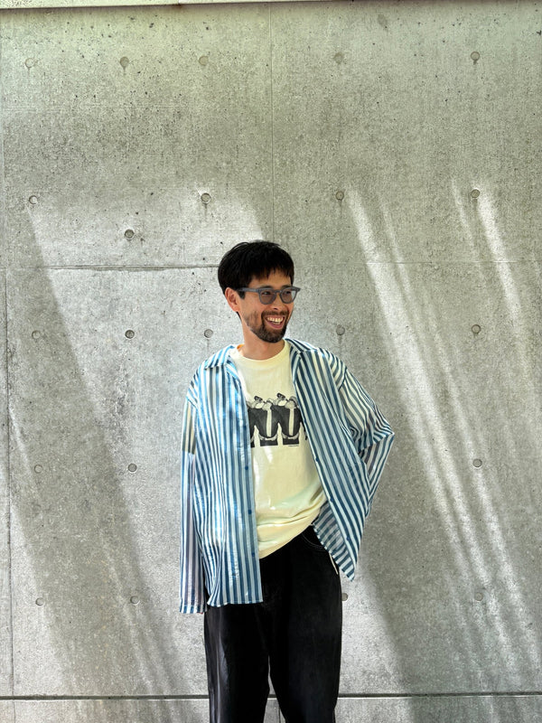 【迷迭香|マンネンロウ】MESH L/S SHIRT STRIPE/メッシュ L/S シャツ ストライプ(BLUE)