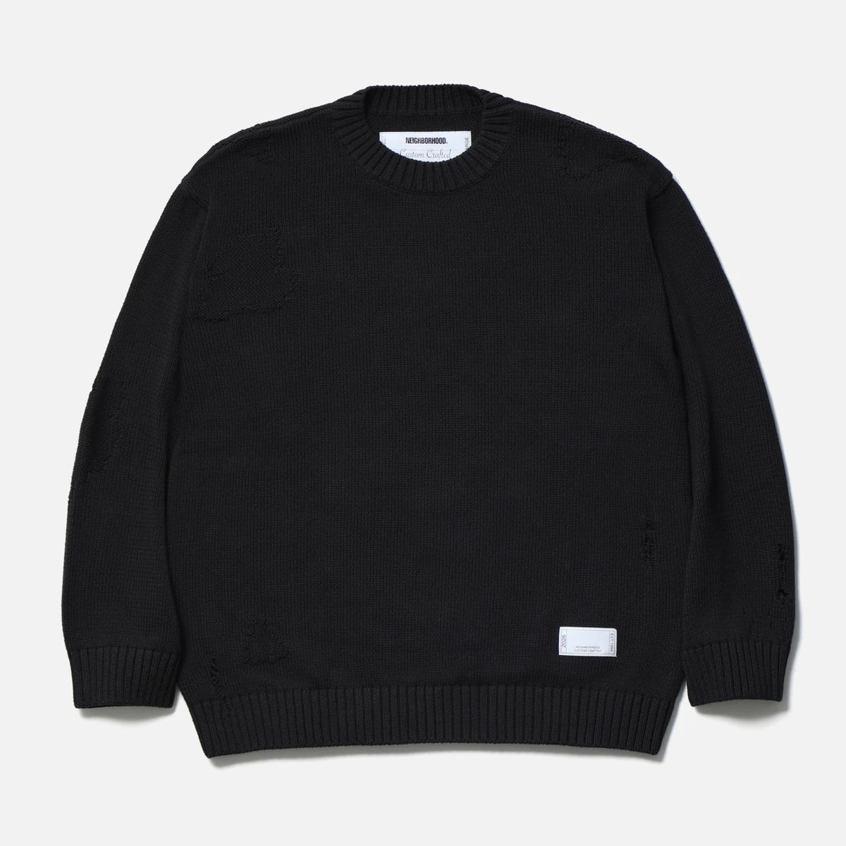 サベージクルーネックセーター - BLACKとCHACOALのKNIT / CUT SEWN