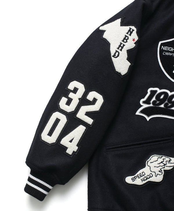 【NEIGHBORHOOD|ネイバーフッド】STADIUM JACKET/スタジアムジャケット(BLACK×WHITE)