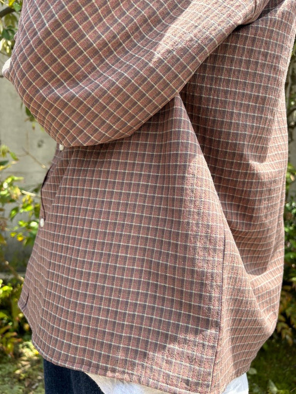 【NOROLL|ノーロール】NORMAL PANAMA L/S SHIRT(PANAMA CHECK) - STREAM