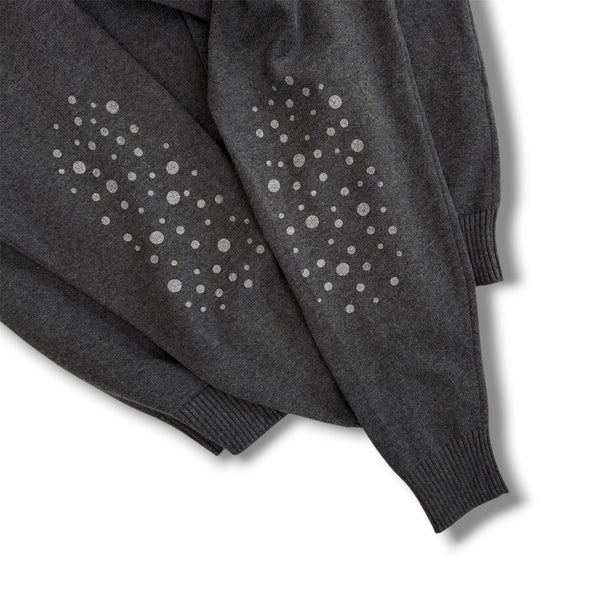 【PAJA STUDIO|パハ スタジオ】GLITTER COTTON SWEATER/グリッターコットンセーター(CHARCOAL GRAY) 正規取扱店舗 公式オンライン通販 島根 松江 26FW コットンニット シルクスクリーン