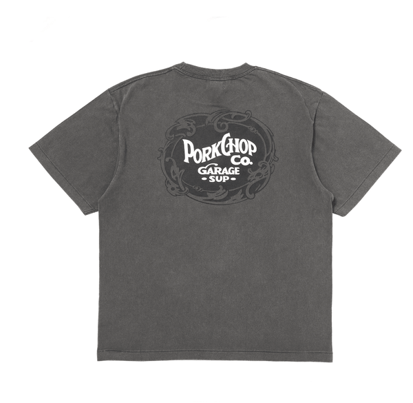 【PORKCHOP GARAGE SUPPLY|ポークチョップ ガレージ サプライ】F LEAF LOGO TEE / F リーフロゴ TEE(FADE NAVY,FADE GRAY)