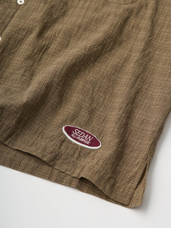 【SEDAN ALL - PURPOSE|セダンオールパーパス】DOBBY PLAID OPEN COLLAR S/S SHIRT/ドビープラッドオープンカラーS/Sシャツ(KHAKI BROWN , BLUE GREY , LIGHT OLIVE) - STREAM【SEDAN ALL - PURPOSE|セダンオールパーパス】DOBBY PLAID OPEN COLLAR S/S SHIRT/ドビープラッドオープンカラーS/Sシャツ(KHAKI BROWN , BLUE GREY , LIGHT OLIVE)STREAMKHAKI BROWNM