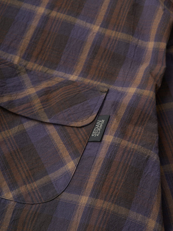 【SEDAN ALL - PURPOSE|セダンオールパーパス】PLAID HOODED SHIRT/プラッドフーデットシャツ(PURPLE BROWN) - STREAM【SEDAN ALL - PURPOSE|セダンオールパーパス】PLAID HOODED SHIRT/プラッドフーデットシャツ(PURPLE BROWN)STREAMM
