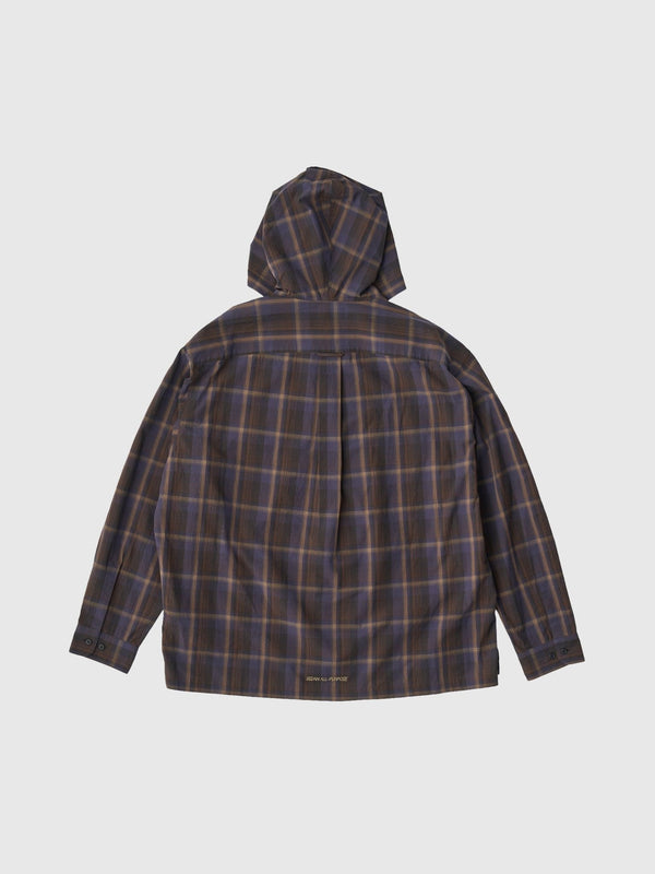 【SEDAN ALL - PURPOSE|セダンオールパーパス】PLAID HOODED SHIRT/プラッドフーデットシャツ(PURPLE BROWN) - STREAM【SEDAN ALL - PURPOSE|セダンオールパーパス】PLAID HOODED SHIRT/プラッドフーデットシャツ(PURPLE BROWN)STREAMM