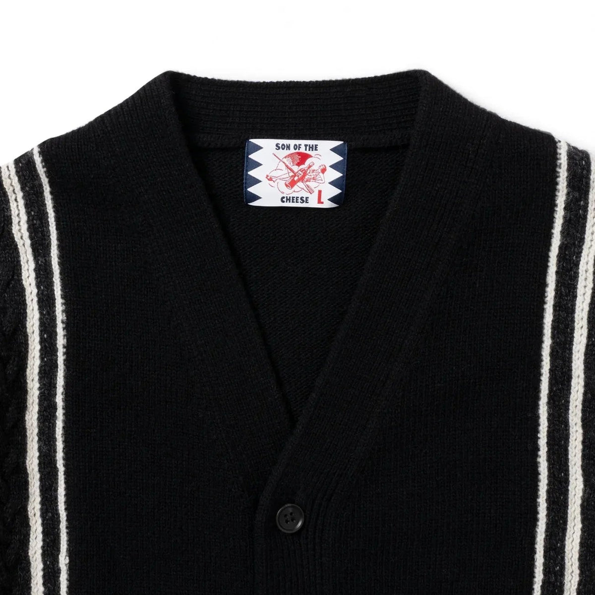SON OF THE CHEESE|サノバチーズ 】FRINGE KNIT CARDIGAN(BLACK)公式