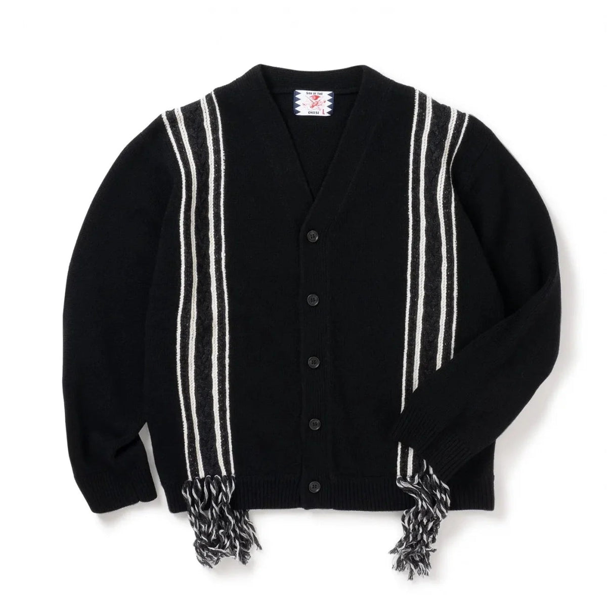 SON OF THE CHEESE|サノバチーズ 】FRINGE KNIT CARDIGAN(BLACK)公式