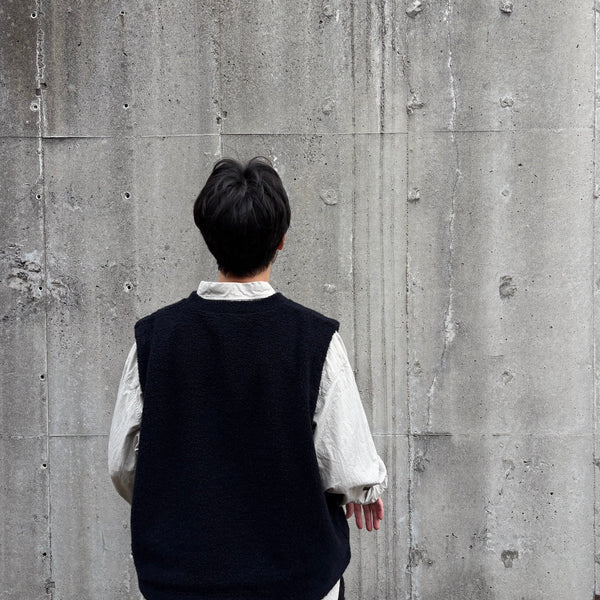 【TONE|トーン】RECYCLE WOOL BOA VEST/リサイクルウールボアベスト(NAVY) - STREAM【TONE|トーン】RECYCLE WOOL BOA VEST/リサイクルウールボアベスト(NAVY)STREAMNAVY1(S)