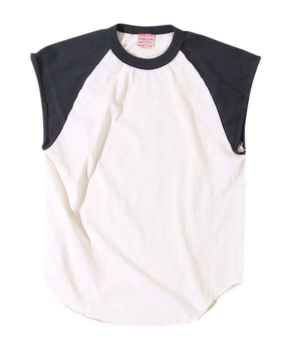 【WALLA WALLA SPORT|ワラワラスポーツ】FRENCH SLEEVE BASEBALL TOP/フレンチスリーブ ベースボールトップ(IVORY/BLACK , IVORY/MUSTARD)