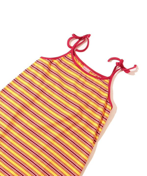 【WALLA WALLA SPORT|ワラワラスポーツ】STRIPE CAMISOLE ONE-PIECE/ストライプ キャミソール ワンピース(YELLOW/RED)