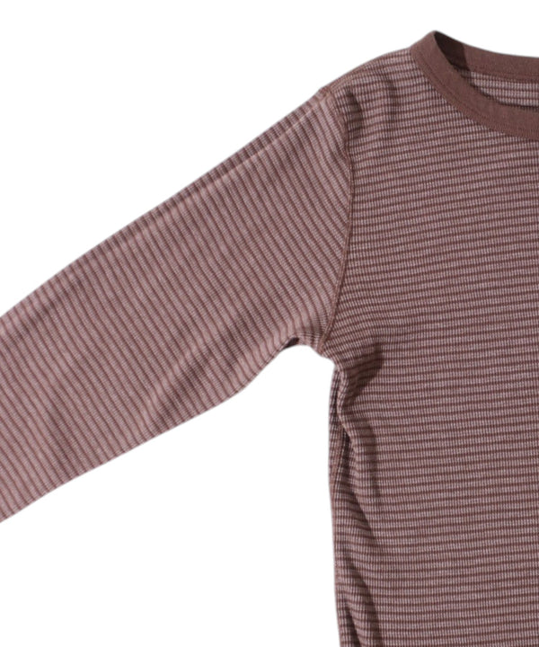 【WALLA WALLA SPORT|ワラワラスポーツ】STRIPE THERMAL CREW/ストライプサーマルクルー(BRICK , DARK INDIGO , OLD GREEN , DARK BROWN) - STREAM【WALLA WALLA SPORT|ワラワラスポーツ】STRIPE THERMAL CREW/ストライプサーマルクルー(BRICK , DARK INDIGO , OLD GREEN , DARK BROWN)STREAMDARK BROWNS
