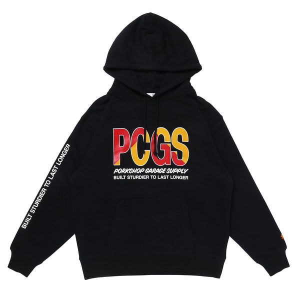 【PORKCHOP GARAGE SUPPLY|ポークチョップ ガレージ サプライ】BIG PCGS HOODIE /ビッグ PCGS フーディー(BLACK)