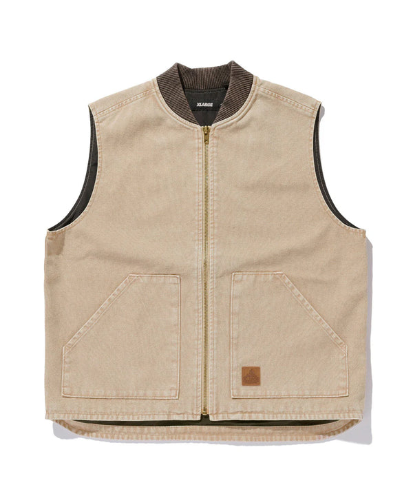 【X-LARGE|エクストララージ】PATCHED CANVAS VEST/パッチドキャンバスベスト(BEIGE , BLACK)