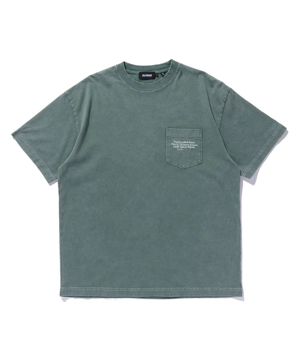 【X-LARGE|エクストララージ】CHEMICAL WASH ADDRESS S/S POCKET TEE/ケミカルウォッシュアドレスS/Sポケットティー(GREEN , BLACK)