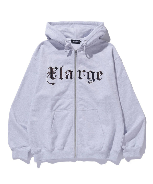 PATCHED LOGO ZIP UP HOODIE SWEATSHIRT/パッチドロゴジップアップフーディースウェットシャツ(ASH)