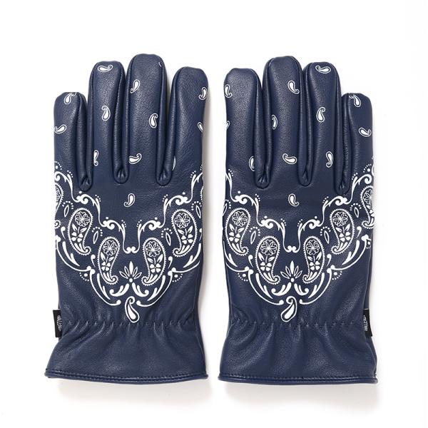 BANDANA LEATHER GLOVE/バンダナ レザー グローブ(NAVY)