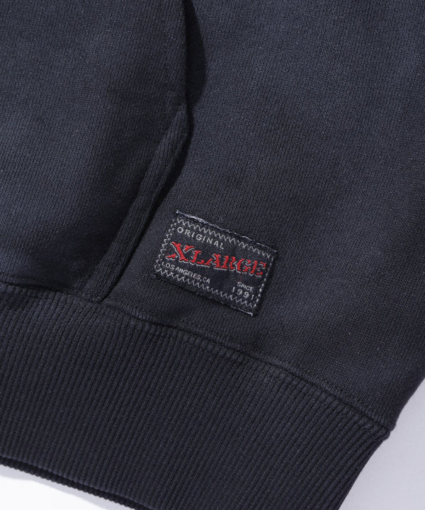 【X-LARGE|エクストララージ】SPRAY PROCESSED ZIP HOODED SWEATSHIRT/スプレープロセストジップフーデッドスウェットシャツ(OLIVE , BLACK)